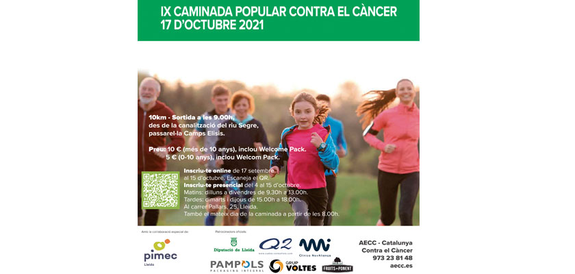 PIMEC i la Fundació PIMEC animen les pimes a participar en la caminada solidària “AECC en Marxa” a L