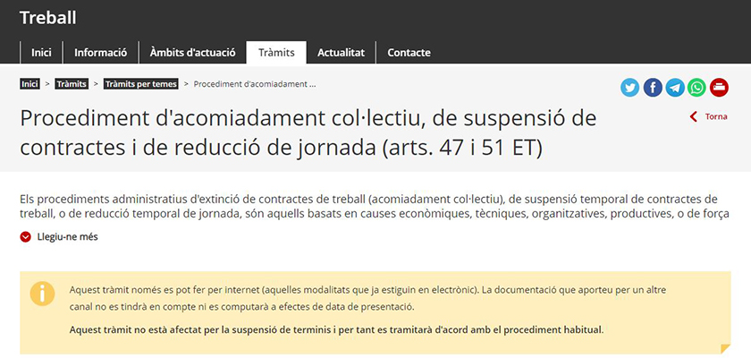 Instrucció 16/2020, de 15 de juliol, de la Secretaria General sobre els procediments administratius 