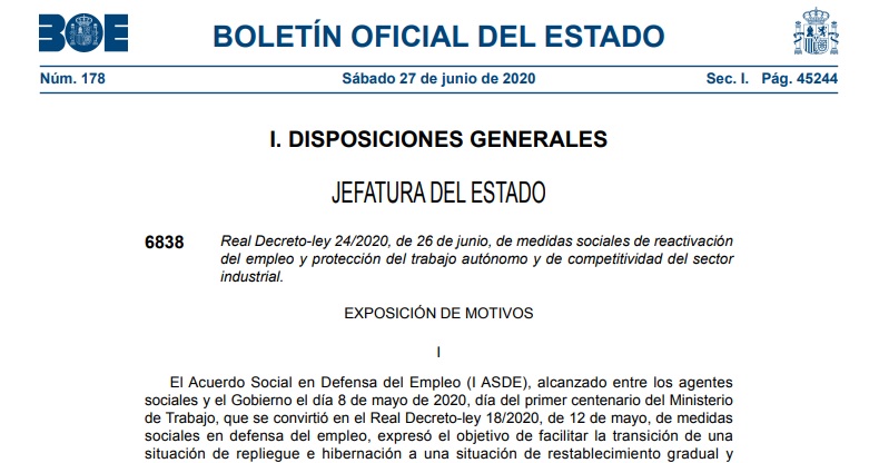 Pròrroga dels ERTO i mesures extraordinàries del RDL 24/2020