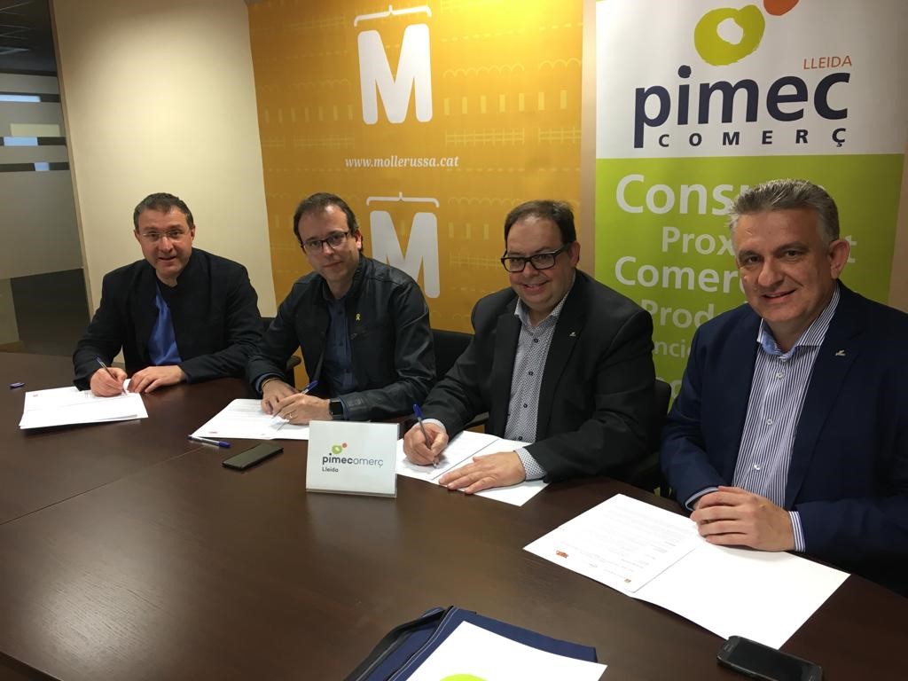 PIMEComerç, ajuntament i Mollerussa Comercial signen un acord per col·laborar en estratègies de prom